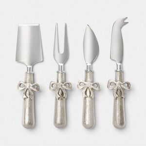 4pk Bow Cheese Tool Set silver
